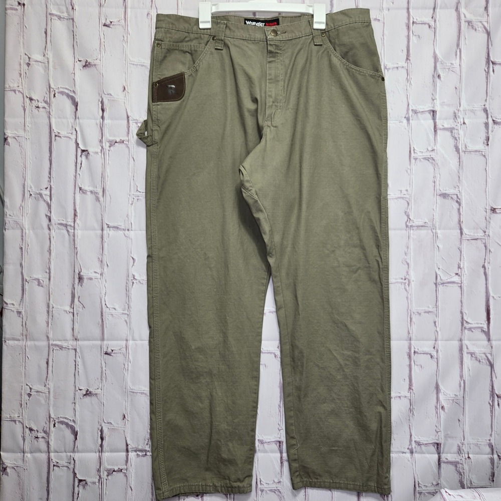 Wrangler Riggs Workwear Pants Green Ripstop Cargo Carpenter Mens 40x32
